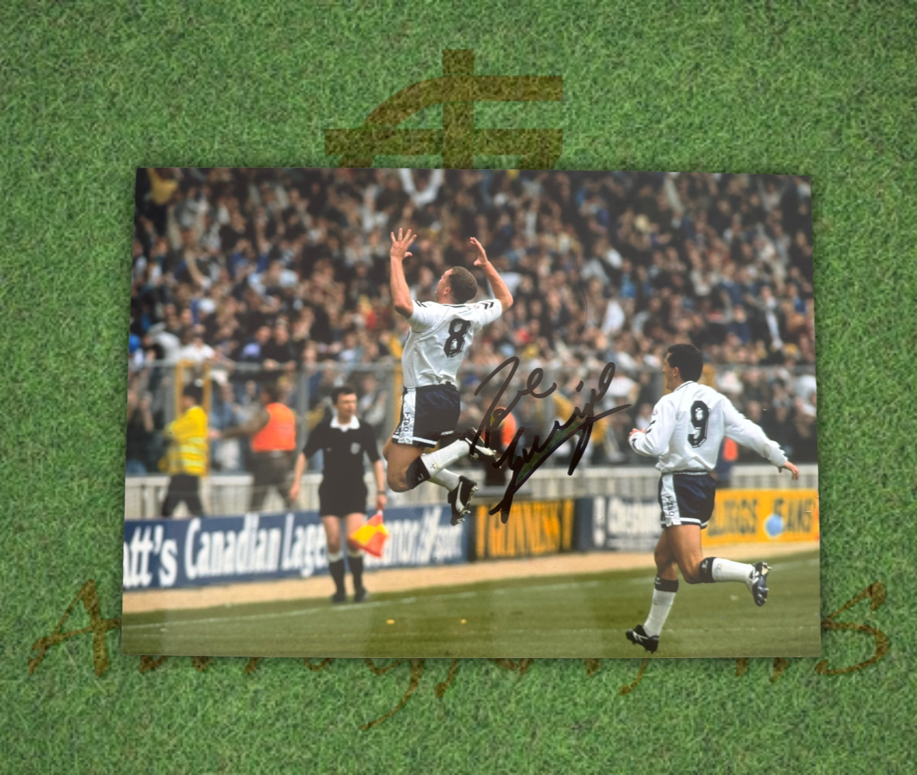 Paul Gazza Gascoigne Signed  Tottenham Hotspur 1991 FA Cup Celebration A4 Photo 2