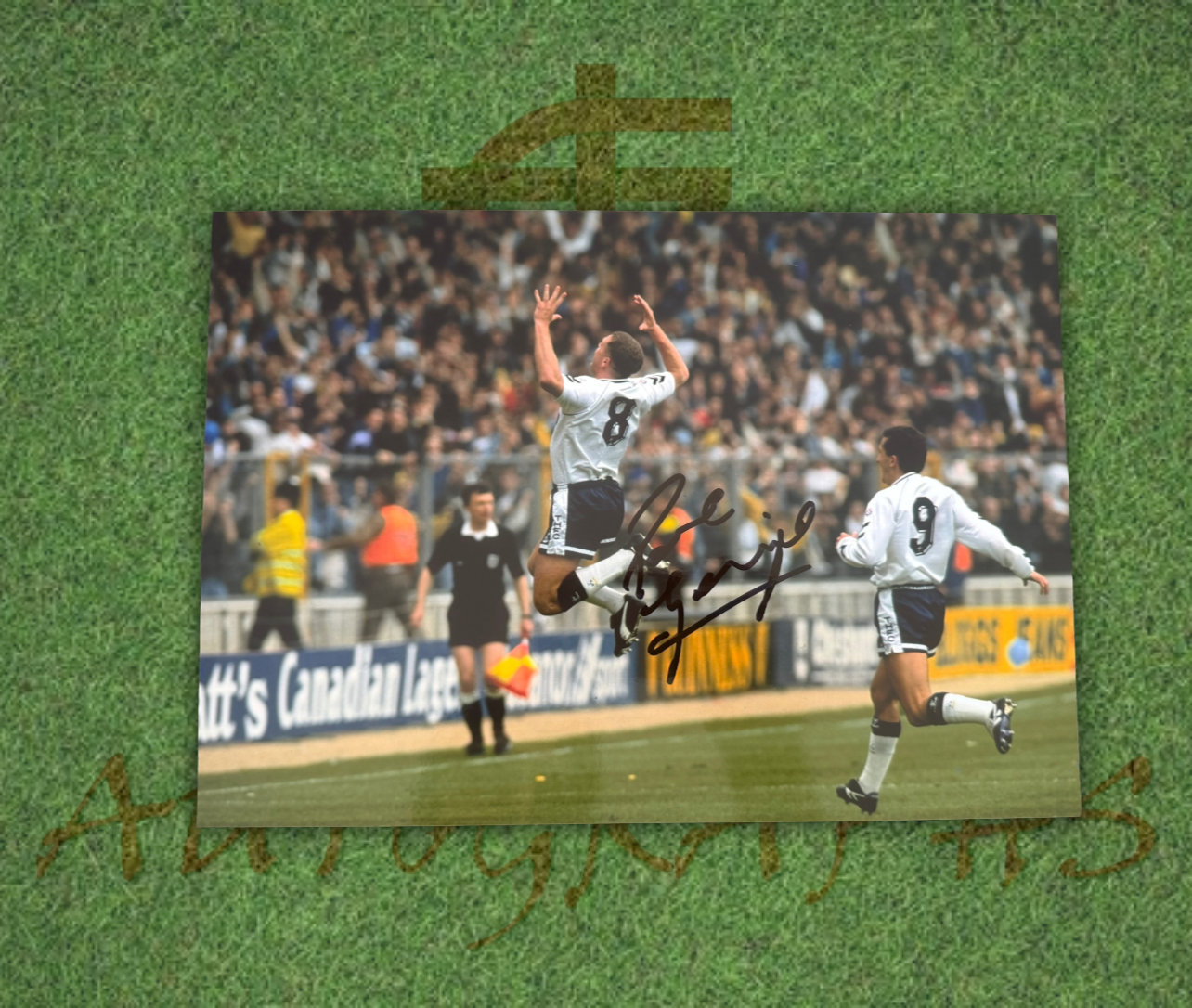 Paul Gazza Gascoigne Signed  Tottenham Hotspur 1991 FA Cup Celebration A4 Photo 2