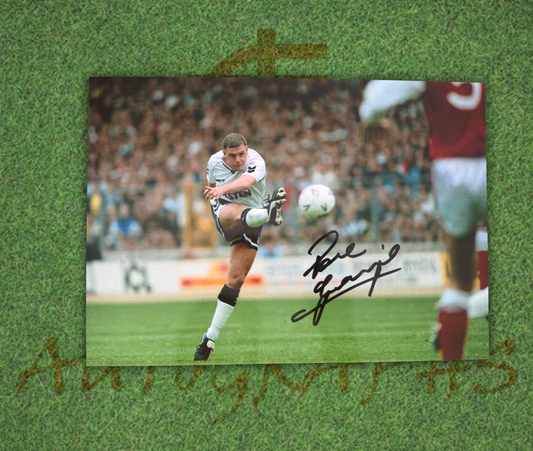 Paul Gazza Gascoigne Signed  Tottenham Hotspur 1991 FA Cup Freekick A4 Photo 1