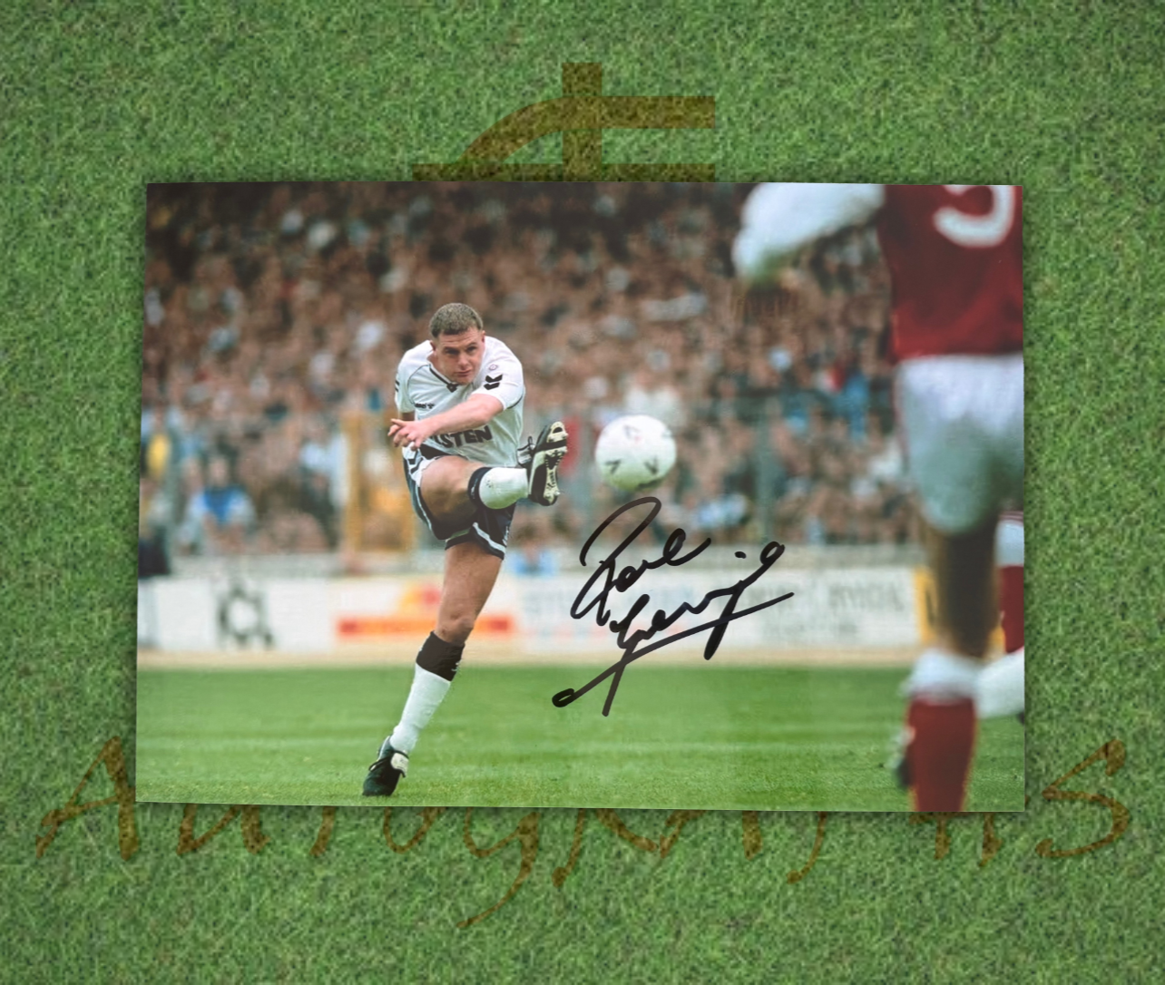 Paul Gazza Gascoigne Signed  Tottenham Hotspur 1991 FA Cup Freekick A4 Photo 2