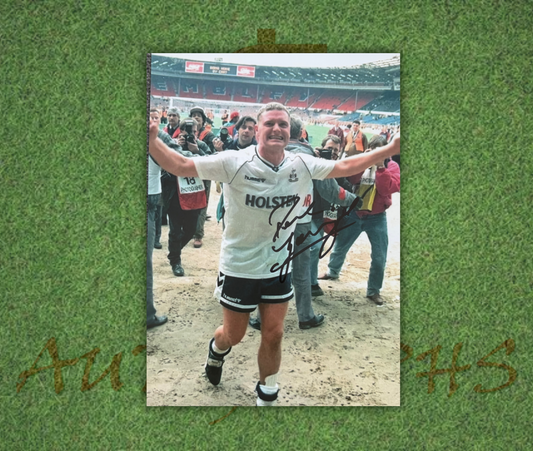 Paul Gazza Gascoigne Signed  Tottenham Hotspur 1991 Wembley A4 Photo 1