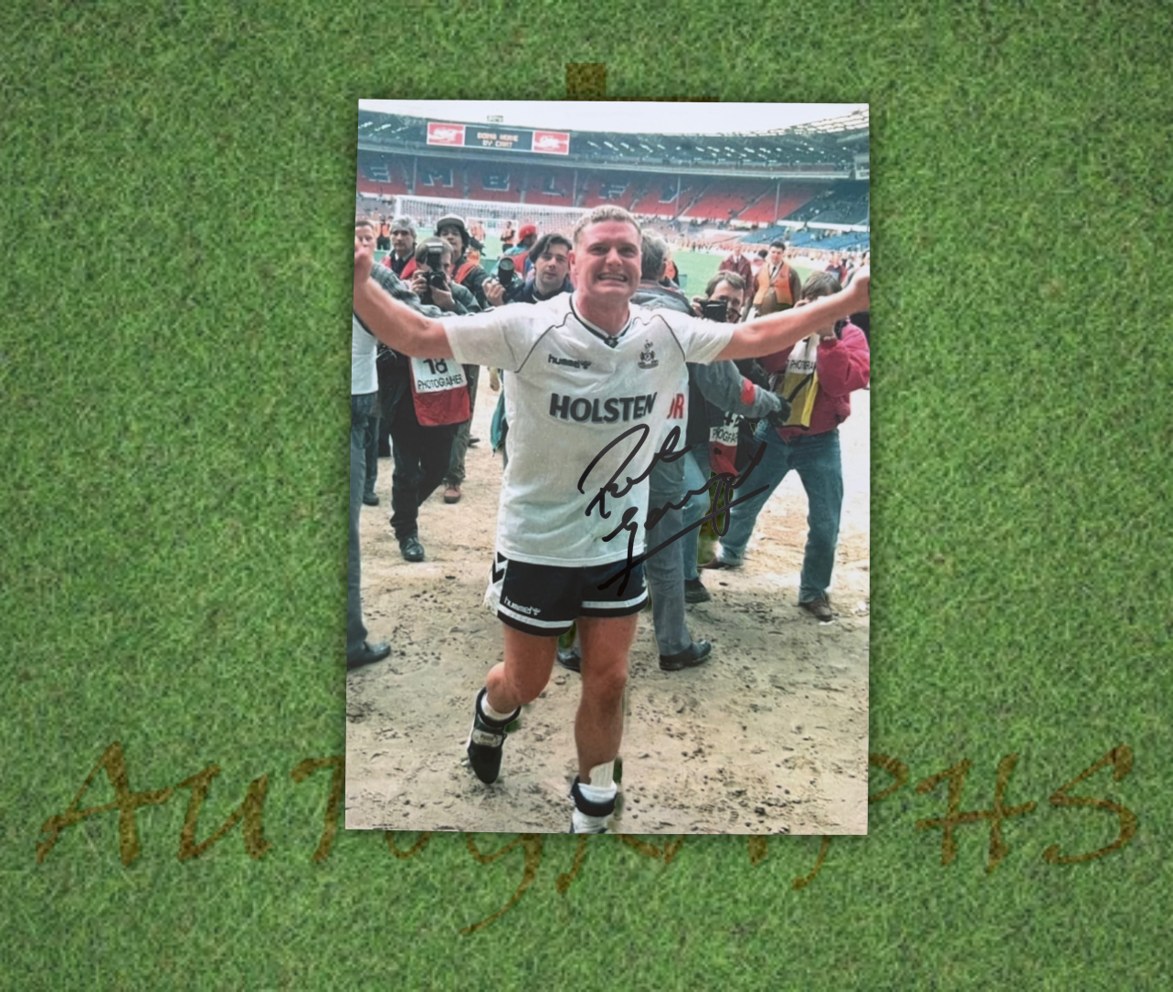 Paul Gazza Gascoigne Signed  Tottenham Hotspur 1991 Wembley A4 Photo 2