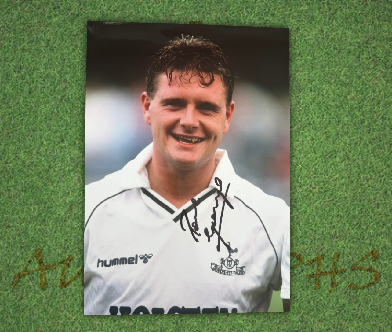 Paul Gazza Gascoigne Signed  Tottenham Hotspur Headshot Smile A4 Photo 1