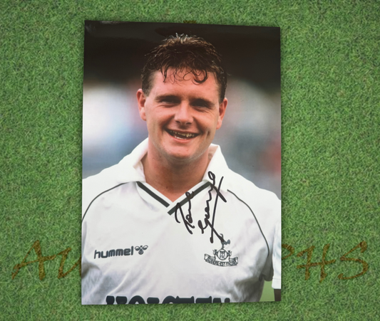 Paul Gazza Gascoigne Signed  Tottenham Hotspur Headshot Smile A4 Photo 1