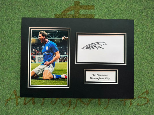Phil Neumann Signed A4 White Card Mount - Birmingham City-ZCL Autographs