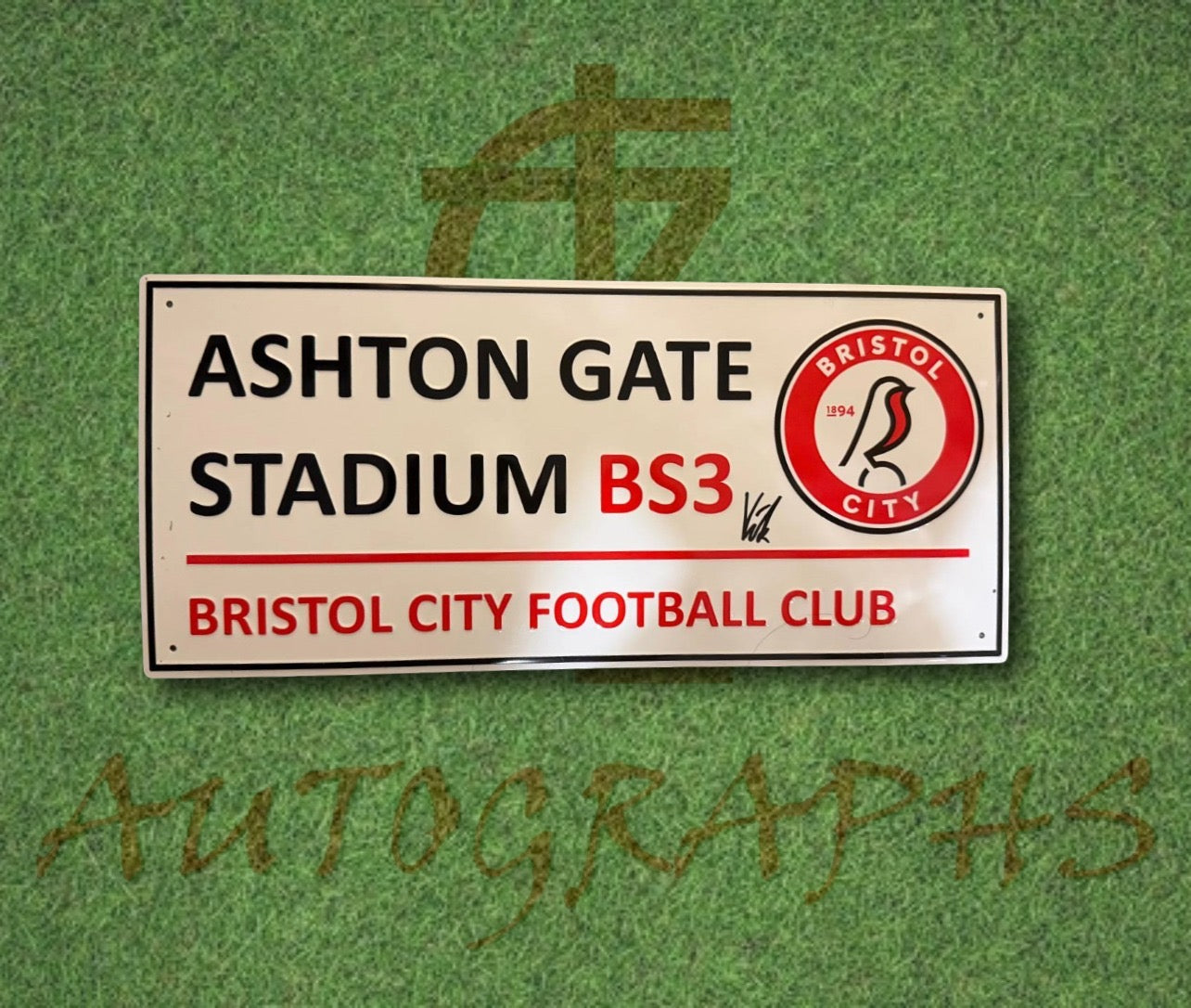 Radek Vitek Signed Bristol City Street Sign