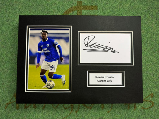 Ronan Kpakio Signed A4 White Card Mount - Cardiff City-ZCL Autographs