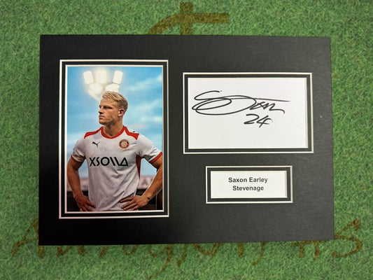 Saxon Earley Signed A4 White Card Mount - Stevenage-ZCL Autographs