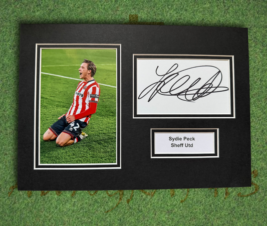 Sydie Peck Sheff Utd Signed Presentation Mount Display-ZCL Autographs