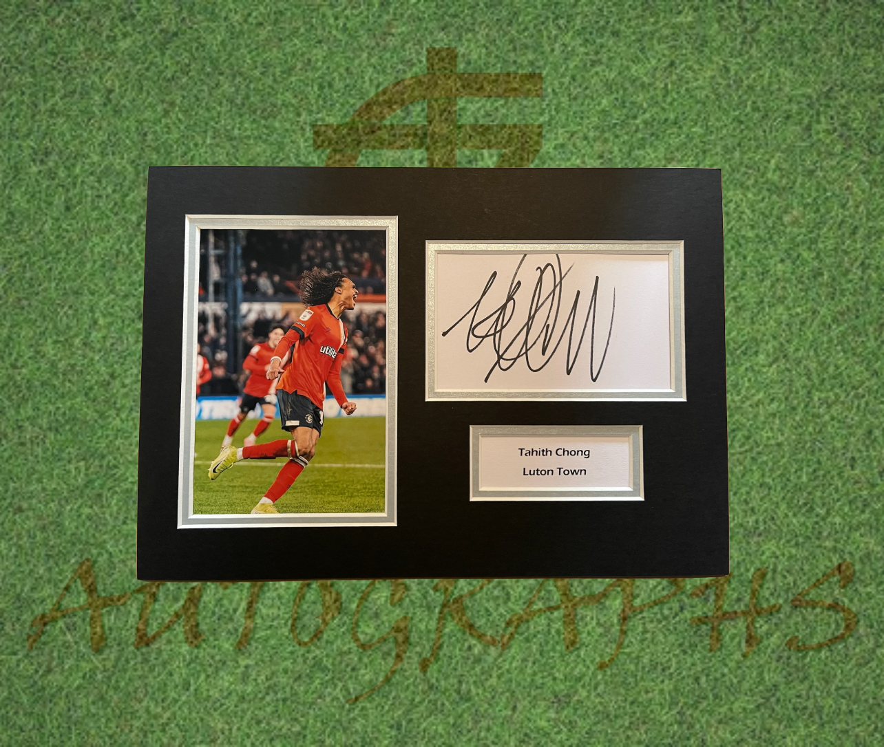 Tahith Chong Luton Town Football Club Signed Presentation Mount Display-Signed Presentation Display-ZCL Autographs-ZCL Autographs