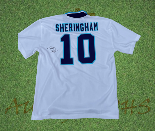 Teddy Sheringham Signed England Football Signed Euro 96 1996 Home Shirt2