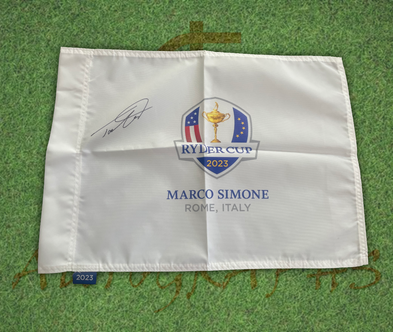 Tommy Fleetwood Signed 2023 Ryder Cup Flag-ZCL Autographs-3-ZCL Autographs