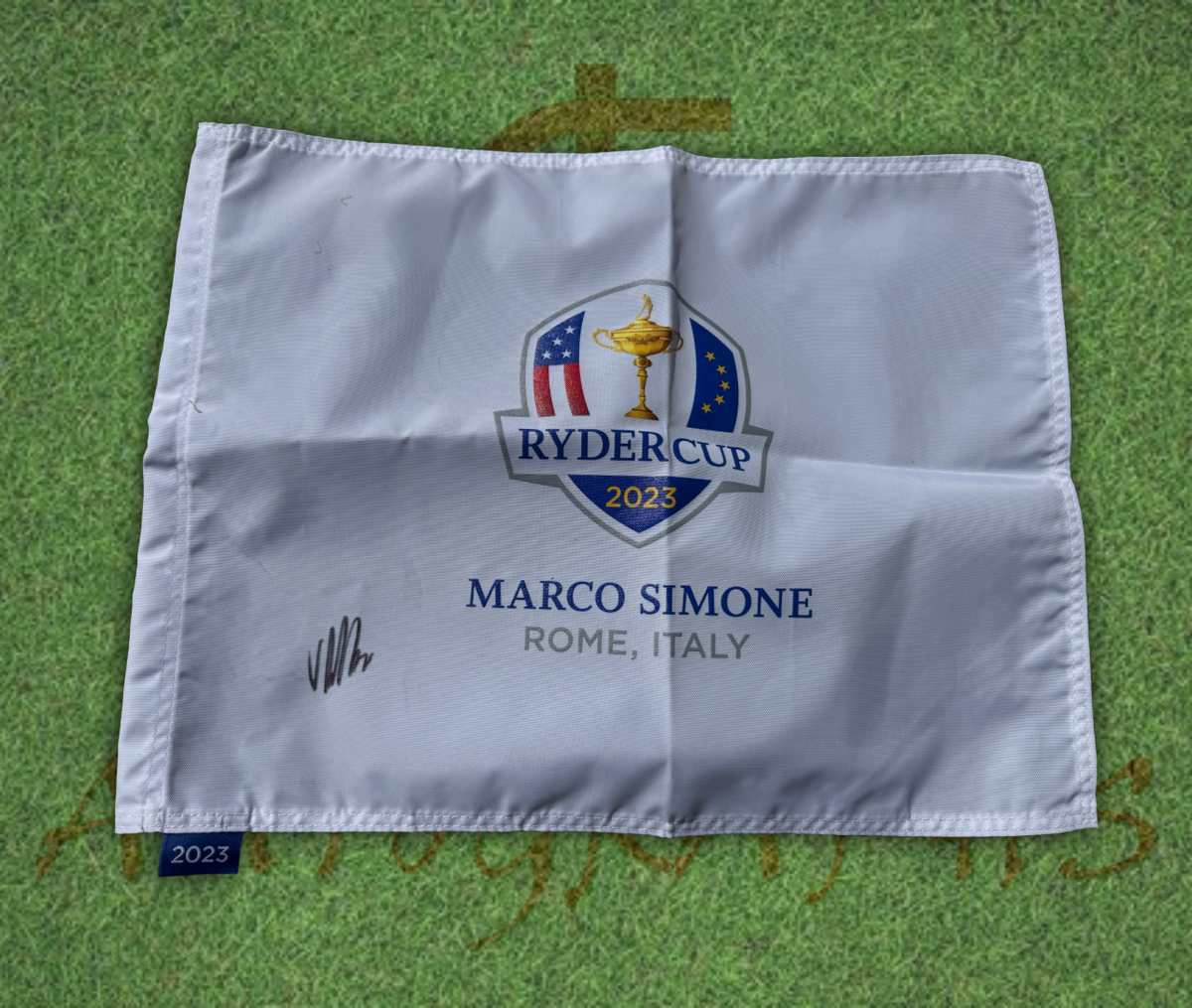 Viktor Hovland Signed 2023 Ryder Cup Flag