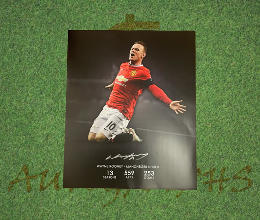 Wayne Rooney Signed 18.5x22.5 Manchester United Football Club Stats Poster-Signed Photo-ZCL Autographs-ZCL Autographs