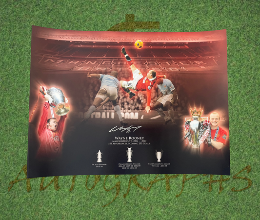Wayne Rooney Signed 16x12 Manchester United Football Club Landscape Montage Photo-Signed Photo-ZCL Autographs-ZCL Autographs