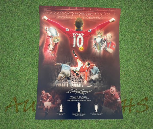 Wayne Rooney Signed 16x12 Manchester United Football Club Portrait Montage Photo-Signed Photo-ZCL Autographs-ZCL Autographs