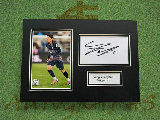 Yang Min-hyeok Signed A4 White Card Mount - Tottenham-ZCL Autographs